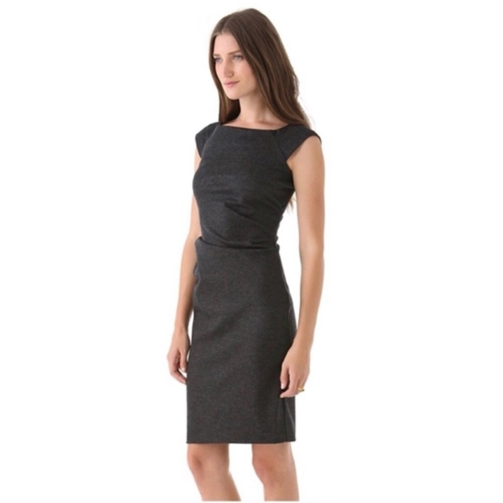 DVF Gabi Felted Wool Jersey Dress Gray Size 6